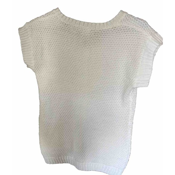 Ami Sanzuri Womens Sweater Ivory Buttons Pockets Cap Sleeves Acrylic Pullover M - Picture 5 of 6